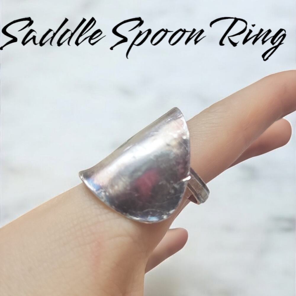 Vintage Saddle Spoon Ring Silver Plated  Statement